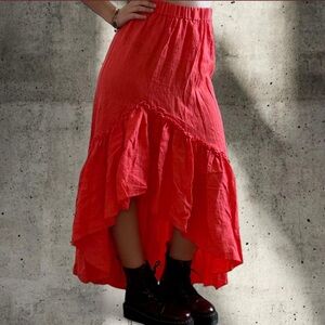 Trina Turk 100% Linen Ruffle Skirt